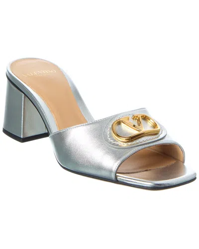 Valentino Garavani Valentino Vlogo Signature 60 Leather Sandal In Silver