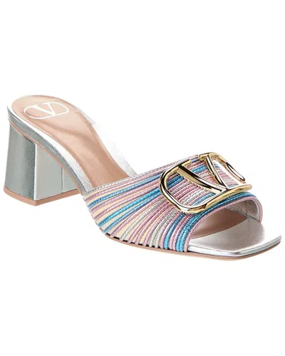 Valentino Garavani Valentino Vlogo Signature 60 Leather Sandal In Silver