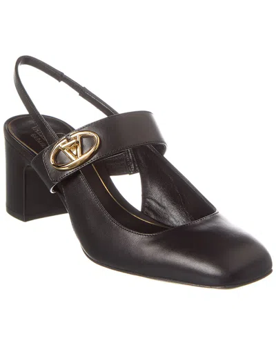 Valentino Garavani Valentino Vlogo Signature 60 Leather Slingback Pump In Black