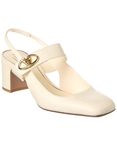 Valentino Garavani Valentino Vlogo Signature 60 Leather Slingback Pump In White