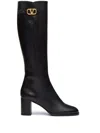 Valentino Garavani Vlogo Signature Calfskin Boot 70mm Woman Black 38.5 In Black