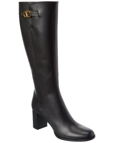 Valentino Garavani Valentino Vlogo Signature 75 Leather Knee-high Boot In Black