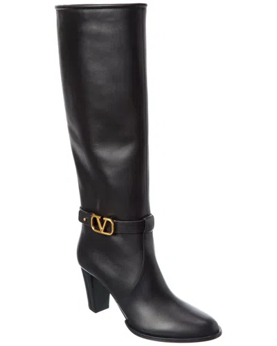 VALENTINO GARAVANI VALENTINO VLOGO SIGNATURE 75 LEATHER KNEE-HIGH BOOT