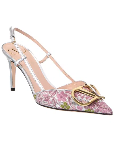 Valentino Garavani Valentino Vlogo Signature 80 Jacquard & Leather Slingback Pump In Pink