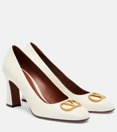 Valentino Garavani Vlogo Signature 80 Leather Pumps In White