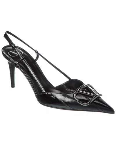 Valentino Garavani Valentino Vlogo Signature 80 Leather Slingback Pump In Black