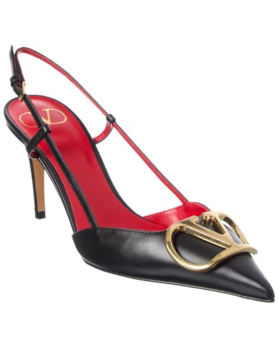 Valentino Garavani Valentino Vlogo Signature 80 Leather Slingback Pump In Black