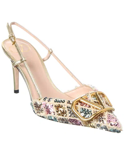 VALENTINO GARAVANI VALENTINO VLOGO SIGNATURE 80 LEATHER SLINGBACK PUMP