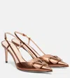 Valentino Garavani Vlogo Signature Slingback Pump In Laminated Nappa Leather 80mm Woman Bronze 42 In Brown