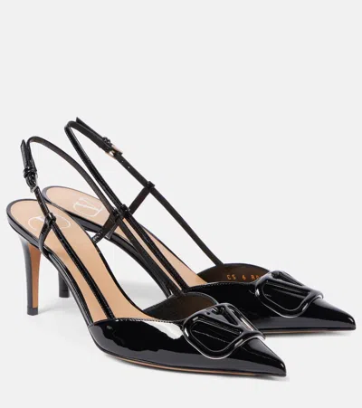 VALENTINO GARAVANI VLOGO SIGNATURE 80 LEATHER SLINGBACK PUMPS