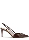 Valentino Vlogo Signature 90 Patent Leather Slingback Pumps In Brown