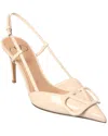 Valentino Garavani Vlogo Signature Patent Leather Slingback Pump 80mm Woman Light Ivory 42 In White