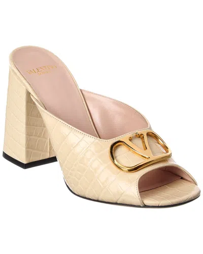 Valentino Garavani Valentino Vlogo Signature 95 Croc-embossed Leather Sandal In White