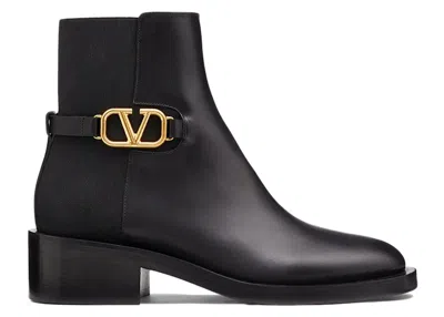 Pre-owned Valentino Garavani Vlogo Signature Ankle Boot (women's) Sneakers In Black
