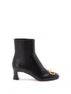 Valentino 60mm Logo-plaque Leather Boots In Black