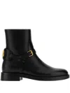 Valentino Vlogo Signature Leather Ankle Boot In Black