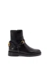 Valentino Vlogo Signature Leather Ankle Boot In Black