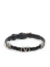 Valentino Garavani Vlogo Signature Bracelet In Braided Calfskin In Schwarz