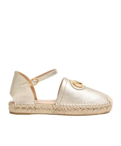 VALENTINO GARAVANI VLOGO SIGNATURE BALLERINA IN LAMINATED GRAINY CALFSKIN 25MM