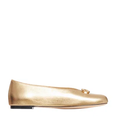 Valentino Garavani Vlogo Signature Ballerina Shoes In Gold