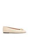 Valentino Garavani Vlogo White Lamb Leather Goat Leather Classic Ballet Flats In Neutral
