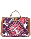 Valentino Vlogo Signature Bandana-print Canvas & Leather Tote In Multi