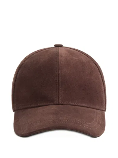 Valentino Garavani Vlogo Signature Baseball Cap In Suede In Brown