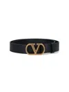 Valentino Adjustable Length Gold-tone Buckle Belts In Black