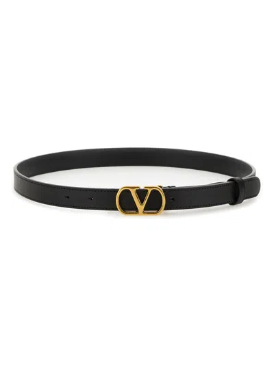 Valentino Garavani Valentino Vlogo 30 Black Leather Belt