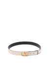 Valentino Ivory Leather Vlogo Belt In Brown