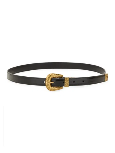 Valentino Garavani Black Vlogo Signature Brushed Calfskin Belt
