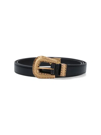 Valentino Garavani Black Vlogo Signature Brushed Calfskin Belt