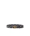 Valentino Garavani Vlogo Signature Belt In Shiny Calfskin 30 Mm Woman Black 100 In Black
