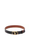 Valentino Garavani Vlogo Signature Reversible Shiny Calfskin Belt - 20mm / 1.2 In. Woman Black/deep In Black