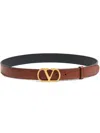Valentino Garavani Vlogo Signature Leather Belt In Brown