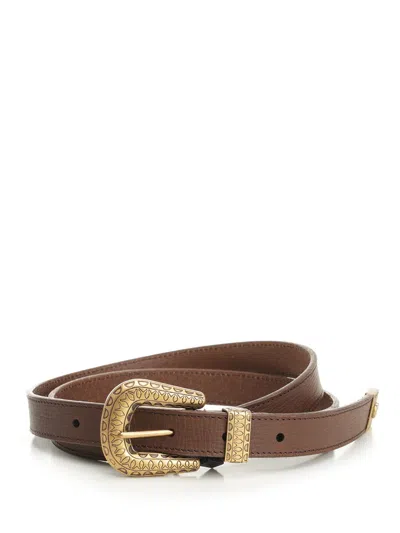 Valentino Garavani Vlogo Signature Leather Belt In Brown