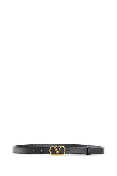 Valentino Garavani Vlogo Signature Belt In Shiny Calfskin In Black