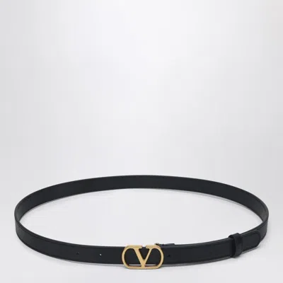 Valentino Garavani Vlogo Signature Belt In Shiny Calfskin 20 Mm For Woman In Black