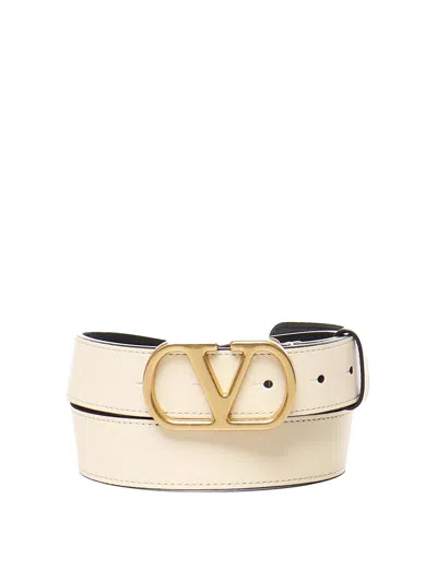 Valentino Garavani Vlogo Signature Leather Belt In Burgundy