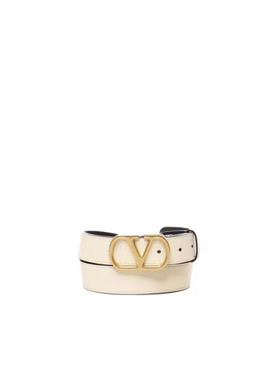 Valentino Garavani Vlogo Signature Leather Belt In Burgundy