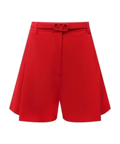 Valentino Vlogo Signature Belted Shorts In Red