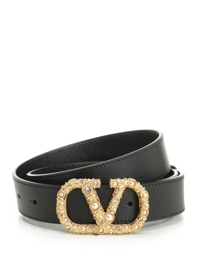 Valentino Garavani Vlogo Signature Belts Black