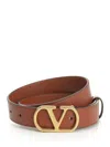 Valentino Womens Vlogo Signature Leather Belt Deep Caramel In Brown