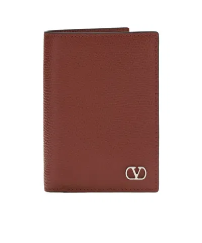 Valentino Garavani Valentino Vlogo Signature Bi-fold Cardholder In Brown