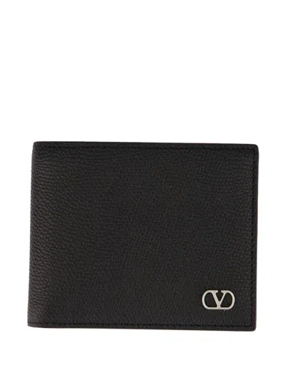 Valentino Garavani Vlogo Signature Leather Bifold Wallet In Black