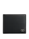 Valentino Vlogo Signature Billfold Black Leather Wallet In Black