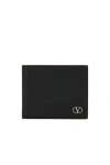 Valentino Vlogo Signature Billfold Black Leather Wallet In Black