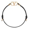 Valentino Garavani Garavani Vlogo Signature Cotton Bracelet Woman Black Uni In Black