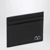 Valentino Vlogo Signature Black Calfskin Cardholder In Black