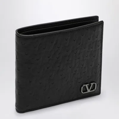 Valentino Garavani Vlogo Signature Black Leather Bi-fold Wallet